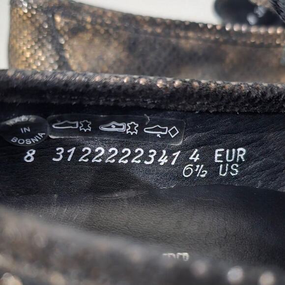 NEW Mephisto Salka Loafer 6.5 Gold Snake Print Leather Chunky Lug Sole Slip On - Picture 12 of 13